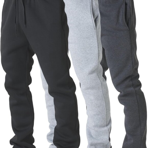 Open Bottom Men's Sweatpants Pack of 3 - Soft Fleece with Essential Pockets